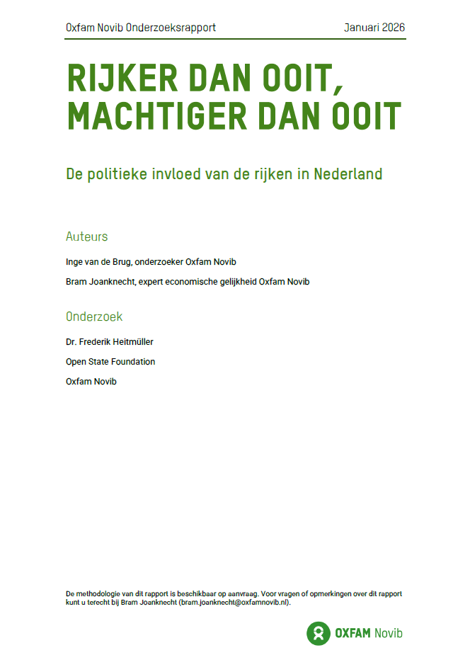 Cover van Oxfam Novib rapport 'Rijker dan ooit, Machtiger dan ooit'